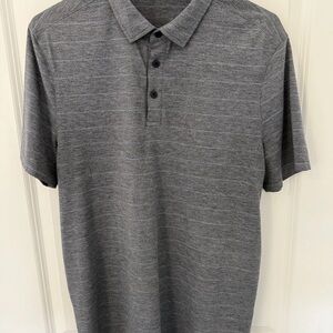 Lululemon Polo Shirt Men’s Evolution Short Sleeve Small Blue Gray Stripe
